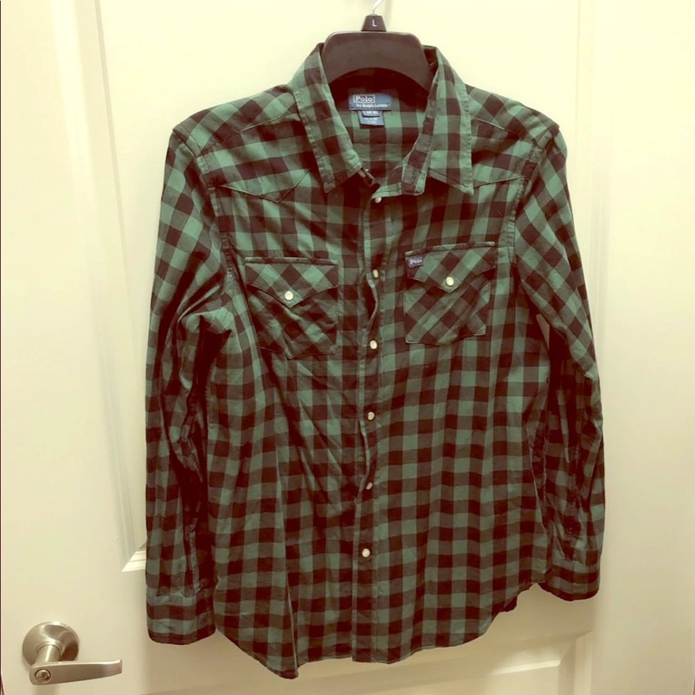 Boys Polo lumberjack shirt - Size Lg (14/16)